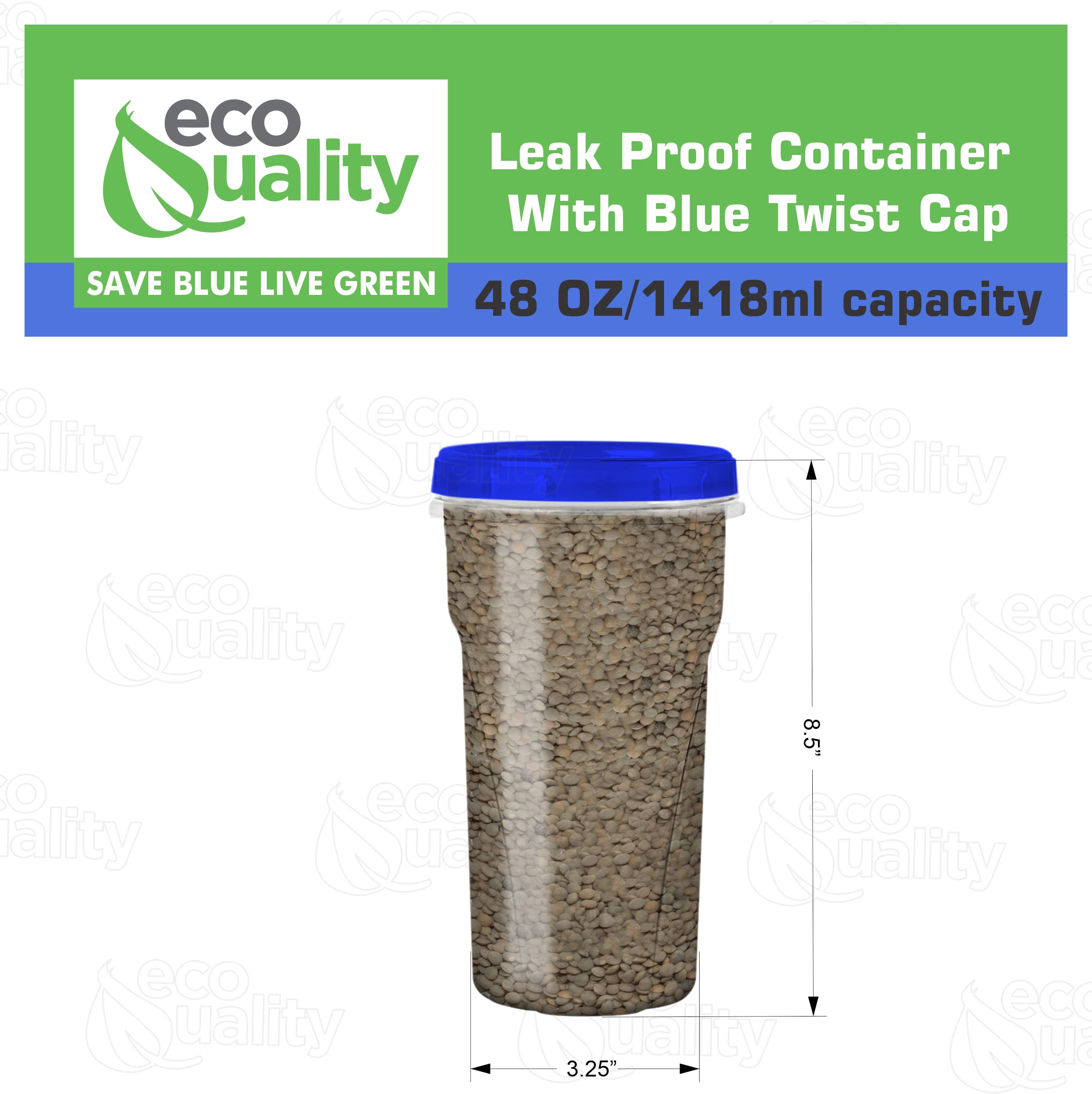 (4 Pack) 48Oz Twist Top Storage Deli Containers - Bpa Free Snack Containers Airtight Reusable Plastic Food Storage Canisters Wit